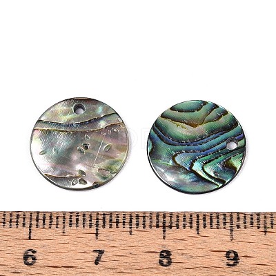 Natural Paua Shell Disc Charms SSHEL-N040-19B-1