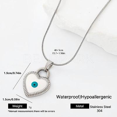 304 Stainless Steel Enamel Evil Eye Heart Pendant Necklaces for Men Women SQ7130-2-1