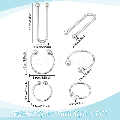 18Pcs 3 Styles U Shape Alloy Bikini Clips Buckles AJEW-PH0006-72-1
