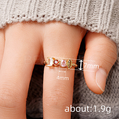 Oval & Horse Eye & Rectangle Brass with Colorful Cubic Zirconia Finger Rings FS-WGD0B16-01-1