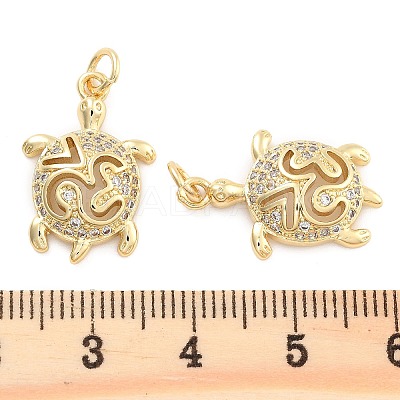 Brass Pave Clear Cubic Zirconia Pendants KK-U009-12I-G-1