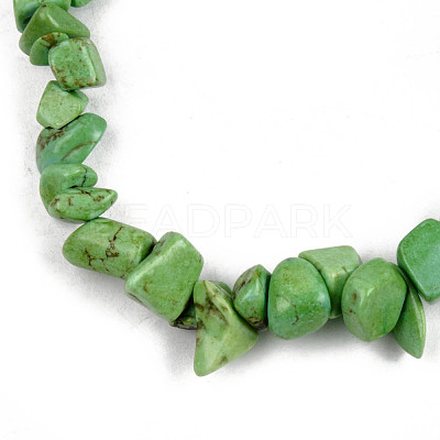 Unisex Chip Synthetic Turquoise Beaded Stretch Bracelets BJEW-S143-23-1