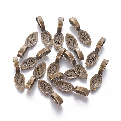 Tibetan Style Alloy Glue-on Flat Pad Bails LS-MLF10728Y-NF-1