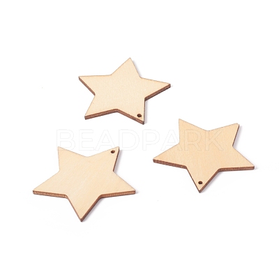 Unfinished Natural Poplar Wood Pendants WOOD-E010-05-1