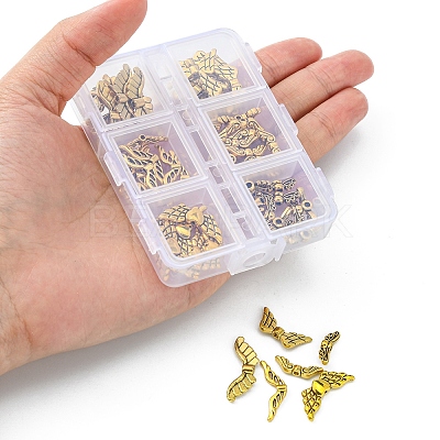 60Pcs 6 Style Tibetan Style Alloy Beads FIND-YW0001-50-1