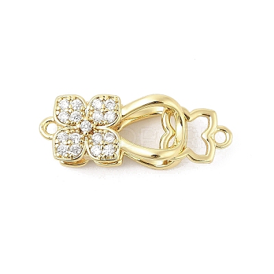 Brass Micro Pave Clear Cubic Zirconia Interlocking Clasps LS-KK-U059-16G-1