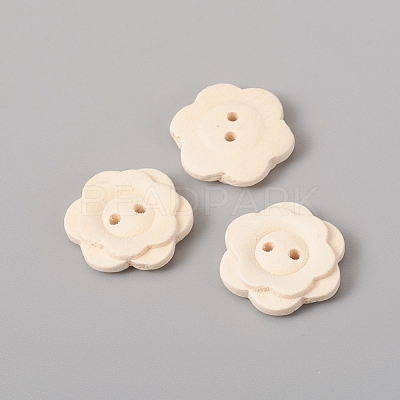 2-Hole Natural Wood Buttons WOOD-E010-16-1