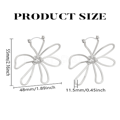1 Pair Flower Alloy Hoop Earrings for Women EJEW-LP0004-78P-1
