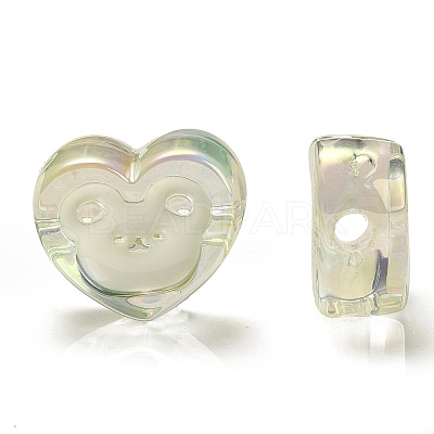 UV Plating Rainbow Iridescent Acrylic Enamel Beads OACR-G012-10B-1