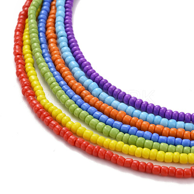 7 Pcs 7 Colors Chakra Jewelry Glass Seed Beaded Necklaces Set NJEW-JN03803-1