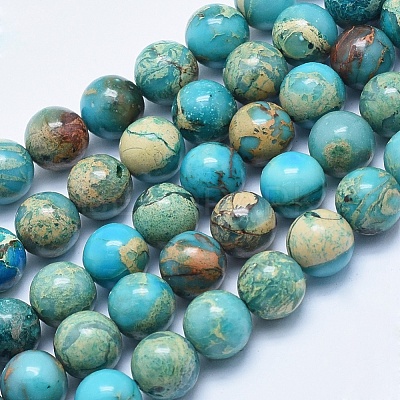 Natural Aqua Terra Jasper Beads Strands G-E444-14A-10mm-1
