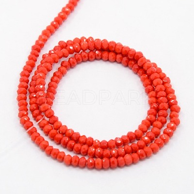 Opaque Solid Color Crystal Glass Faceted Rondelle Beads Strands GLAA-F025-A08-1