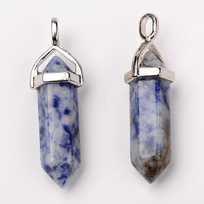 Natural Blue Spot Jasper Double Terminated Pointed Pendants G-F295-04C-1