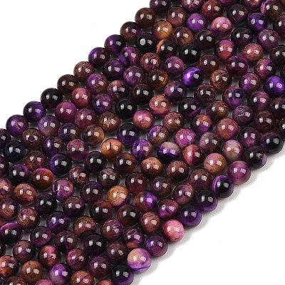 Grade AB Natural Tiger Eye Beads Strands G-F591-18-6mm-1