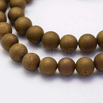 Electroplate Natural Druzy Agate Beads Strands G-G708-8mm-12-1