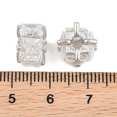 Brass Pave Clear Cubic Zirconia Beads CU-CBAF71E-01P-1