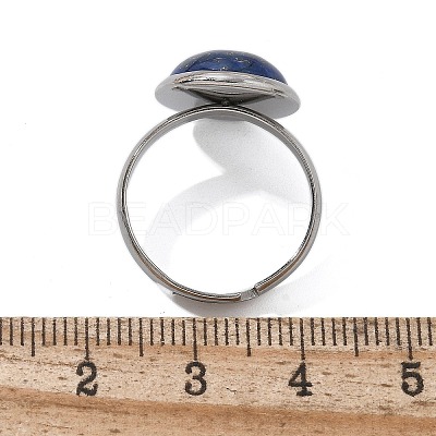 Half Round Natural Lapis Lazuli Finger Rings X-RJEW-M062-01P-04-1