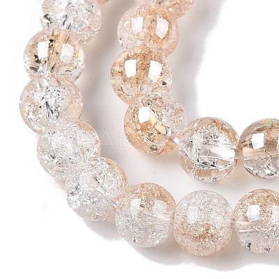 Electroplated Crackle Glass Beads Strands X-EGLA-N014-6mm-02-1