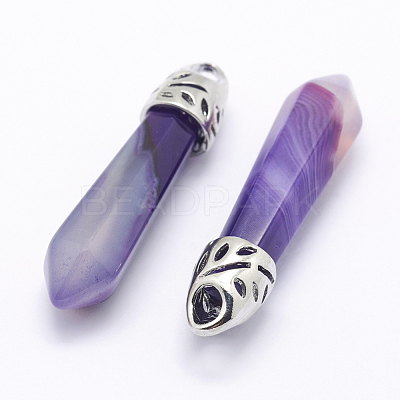 Dyed Bullet Natural Agate Pointed Pendants X-G-E332-C20-1