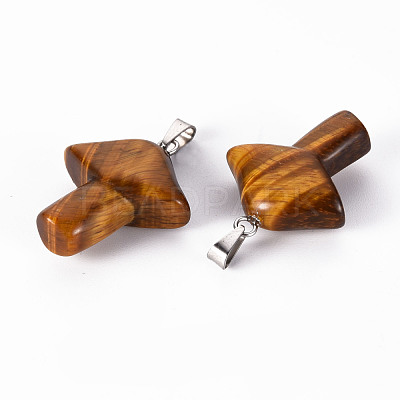 Natural Tiger Eye Pendants G-R480-02F-1
