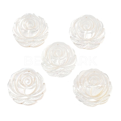 Natural White Shell Carved Pendants SSHEL-B006-02-1