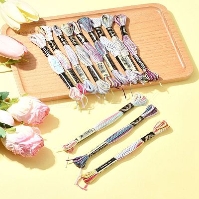 12 Skeins 6 Colors 6-Ply Polyester Embroidery Floss OCOR-FS0001-01B-03-1