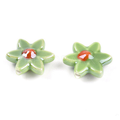 Glazed Porcelain Beads Strands PORC-N008-10D-1