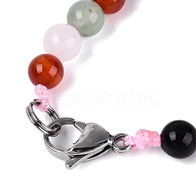 Natural & Synthetic Stone Round & Cone Beaded Necklaces NJEW-N064-03A-1