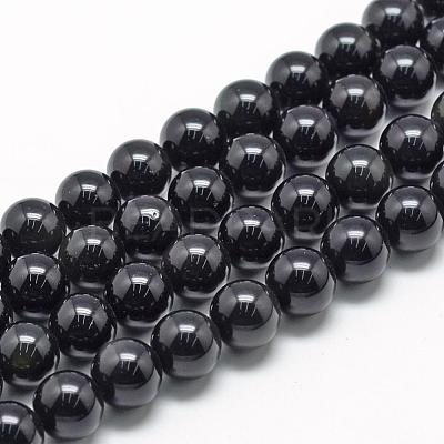 Natural Obsidian Beads Strands G-R446-6mm-24-1