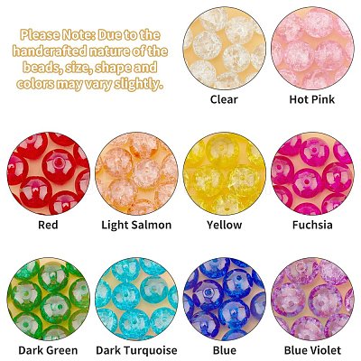 Spray Painted Transparent Crackle Glass Beads Strands CCG-X0002-10mm-B-1