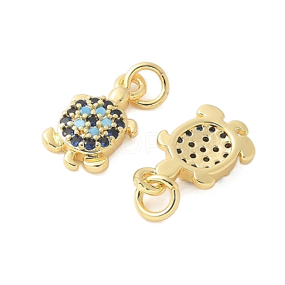 Brass Micro Pave Cubic Zirconia Charms KK-U056-44G-1