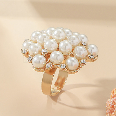 Round Plastic Imitation Pearl Finger Rings XJ9794-1