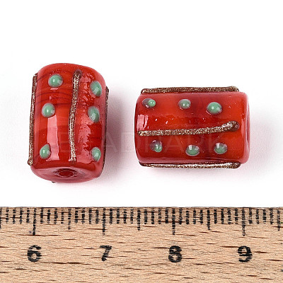 Handmade Gold Foil Glass Bumpy Beads LAMP-ZX003-12-03-1