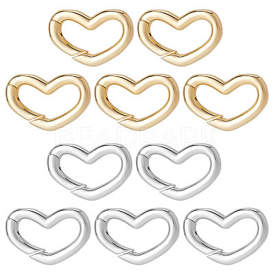 10Pcs 2 Colors Brass Spring Gate Rings KK-BBC0003-88-1