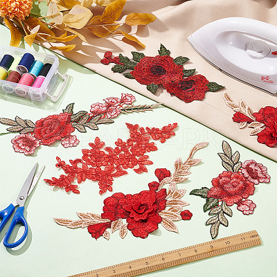 5 Pairs 5 Style 3D Flower Appliques DIY-WR0003-83-1