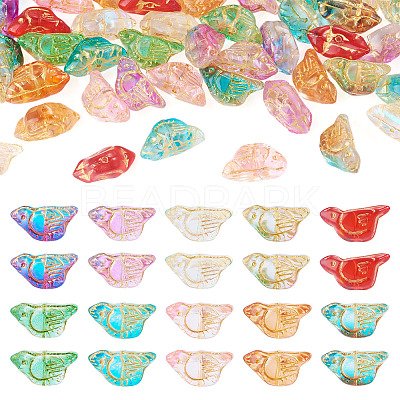 50Pcs 10 Colors Baking Paint and Golden Metal Enlaced Glass Beads DGLA-TA0001-64-1