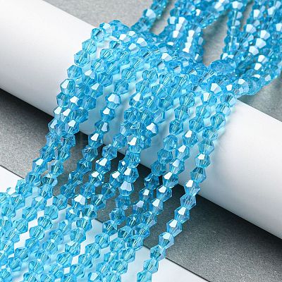 Transparent Electroplate Glass Beads Strands GLAA-F029-3mm-C19-1