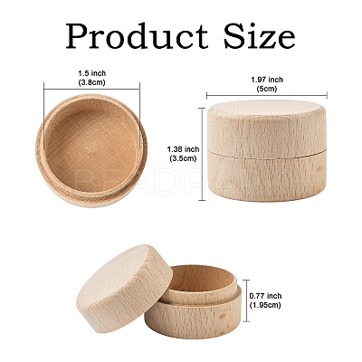 1Pc Round Beechwood Jewelry Storage Gift Box with Lid CON-YW0001-85-1
