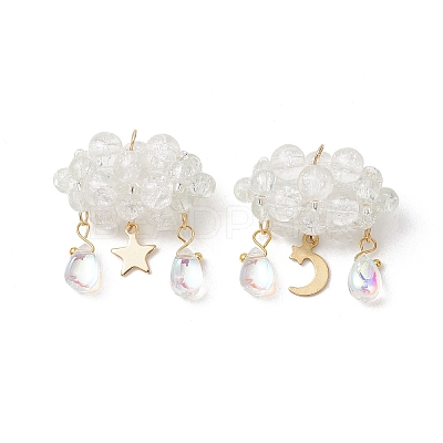 2Pcs 2 Styles Glass Bead & 304 Stainless Steel & 201 Stainless Steel Pendants PALLOY-MZ01307-01-1