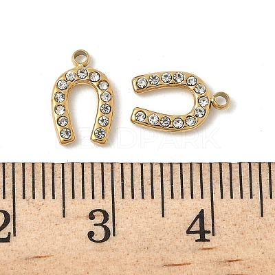 304 Stainless Steel Rhinestone Pendants Ion Plating(IP) STAS-V015-12G-1