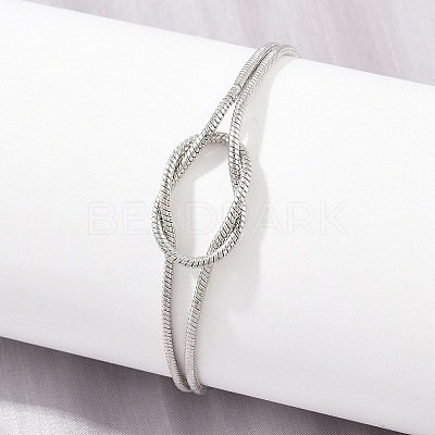 Brass Round Snake Chain Knot 2-Strand Bracelets for Women KK-CBA68DA-17C-P-1