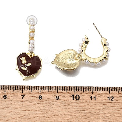 Valentine's Day Alloy Enamel Dangle Stud Earrings EJEW-G466-02G-1