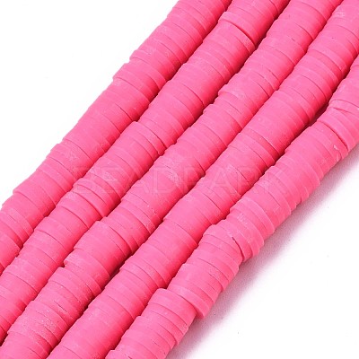 Flat Round Handmade Polymer Clay Beads CLAY-R067-6.0mm-48-1