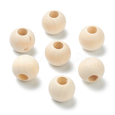 Natural Unfinished Wood Beads WOOD-XCP0001-20A-1