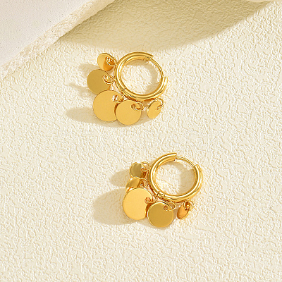 Stainless Steel Flat Round Chandelier Earrings LS-JB5555-1