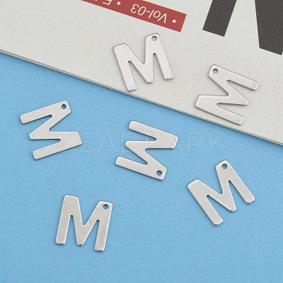 Tarnish Resistant 304 Stainless Steel Letter Charms STAS-O072-M-1