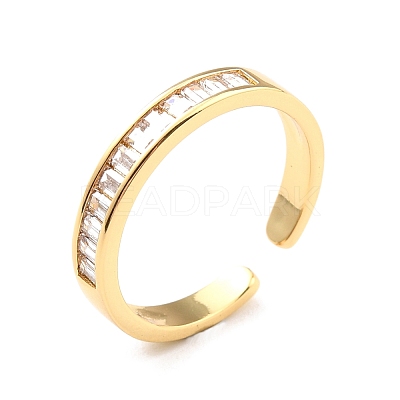 Clear Cubic Zirconia Open Cuff Ring for Women RJEW-C018-01G-1