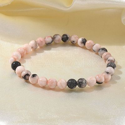 Natural Zebra Jasper Bead Stretch Bracelets BJEW-K212-A-035-1