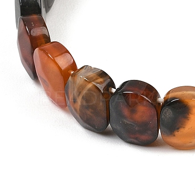 Dyed & Heated Natural Agate Oval Beaded Stretch Bracelet G-E010-01-30-1