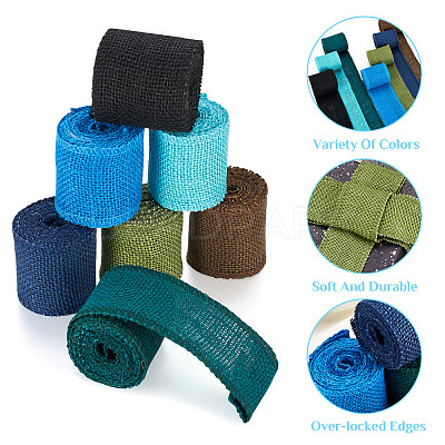 6 Rolls 6 Colors Burlap & Linen Ribbon OCOR-BT0001-03-1